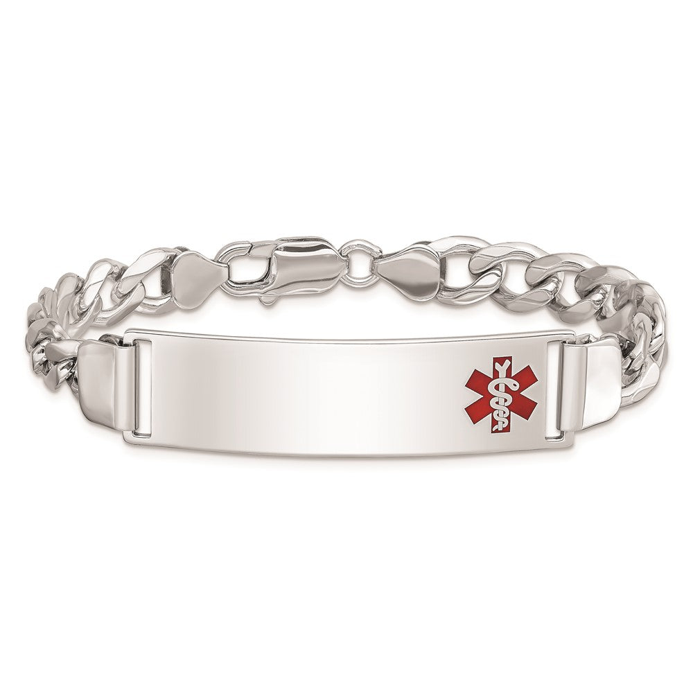 Sterlingsilber Rhodiniert Medizinisch Id Panzer Glieder Armband