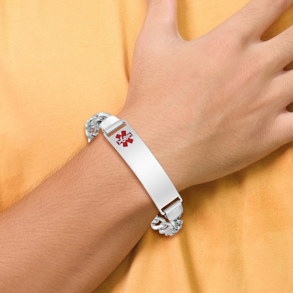 Sterlingsilber Rhodiniert Medizinisch Id Panzer Glieder Armband