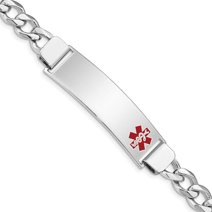 Sterlingsilber Rhodiniert Medizinisch Id Panzer Glieder Armband