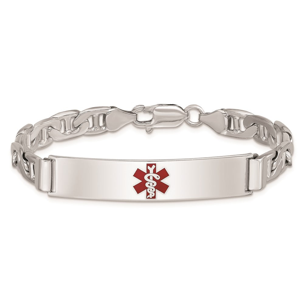Sterlingsilber Rhodiniert Medizinisch Id Anker Glieder Armband