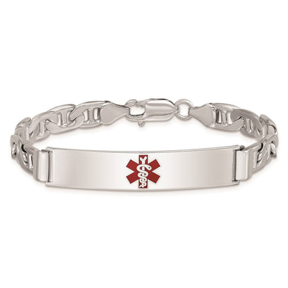 Sterlingsilber Rhodiniert Medizinisch Id Anker Glieder Armband
