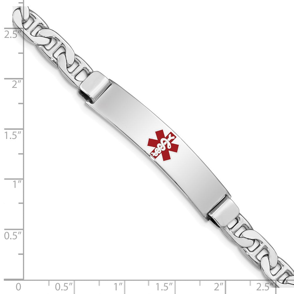 Sterlingsilber Rhodiniert Medizinisch Id Anker Glieder Armband
