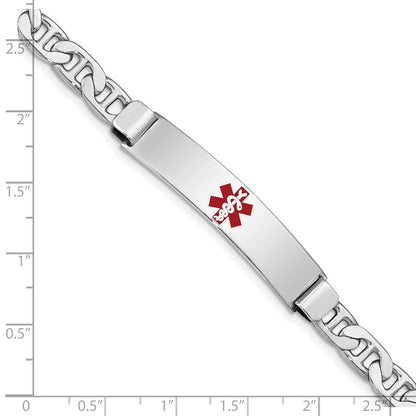 Sterlingsilber Rhodiniert Medizinisch Id Anker Glieder Armband