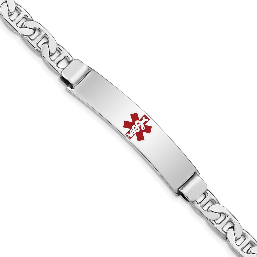 Sterlingsilber Rhodiniert Medizinisch Id Anker Glieder Armband