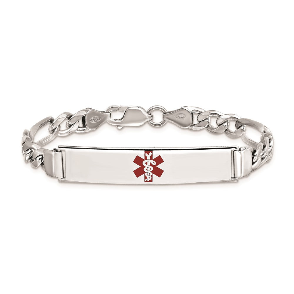Sterlingsilber Rhodiniert Medizinisch Id Figaro Glieder Armband