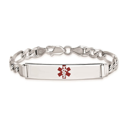 Sterlingsilber Rhodiniert Medizinisch Id Figaro Glieder Armband