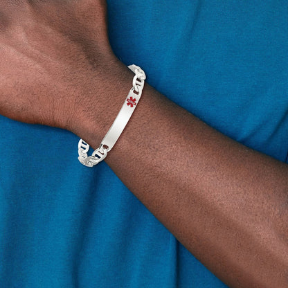 Sterlingsilber Rhodiniert Medizinisch Id Figaro Glieder Armband