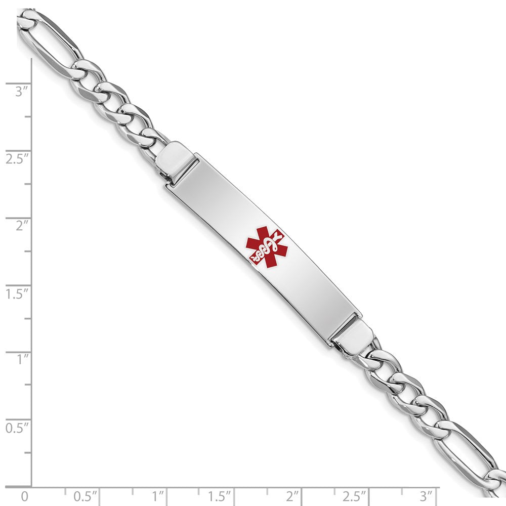 Sterlingsilber Rhodiniert Medizinisch Id Figaro Glieder Armband