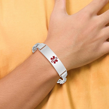 Sterlingsilber Rhodiniert Medizinisch Id Panzer Glieder Armband