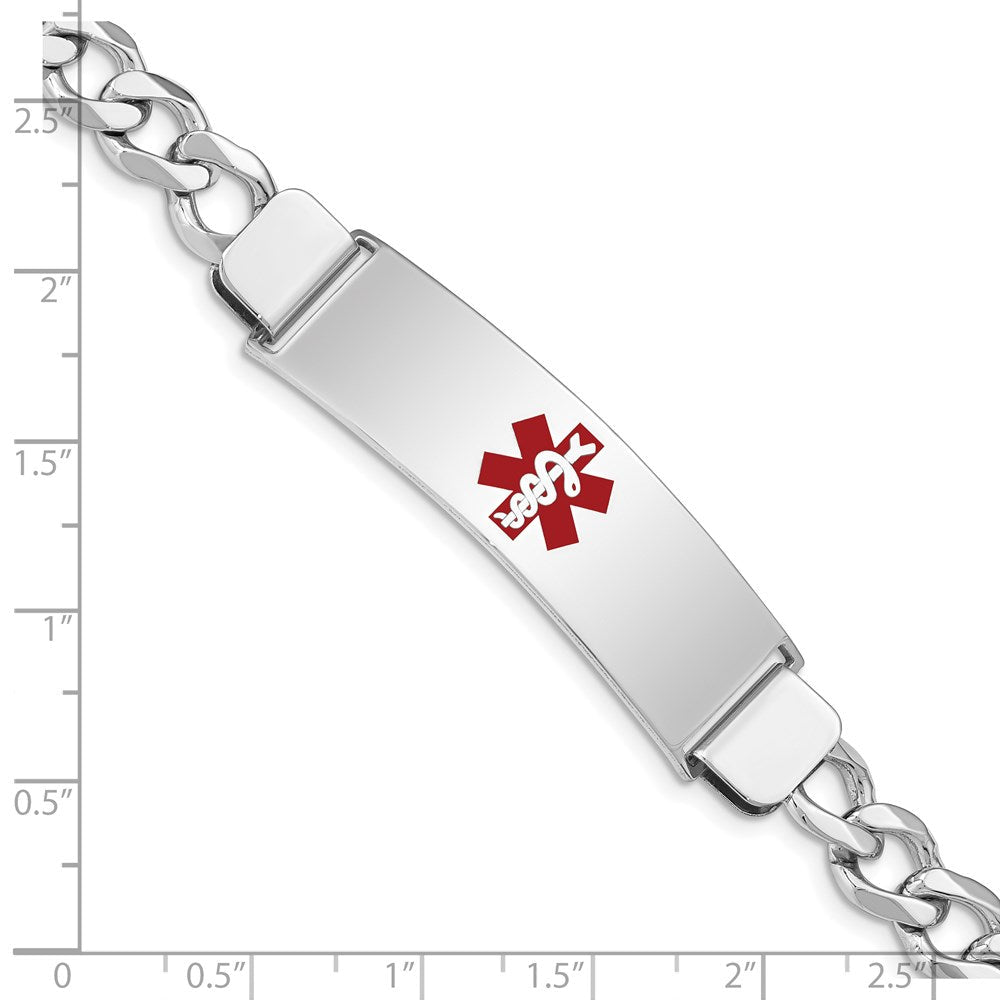 Sterlingsilber Rhodiniert Medizinisch Id Panzer Glieder Armband