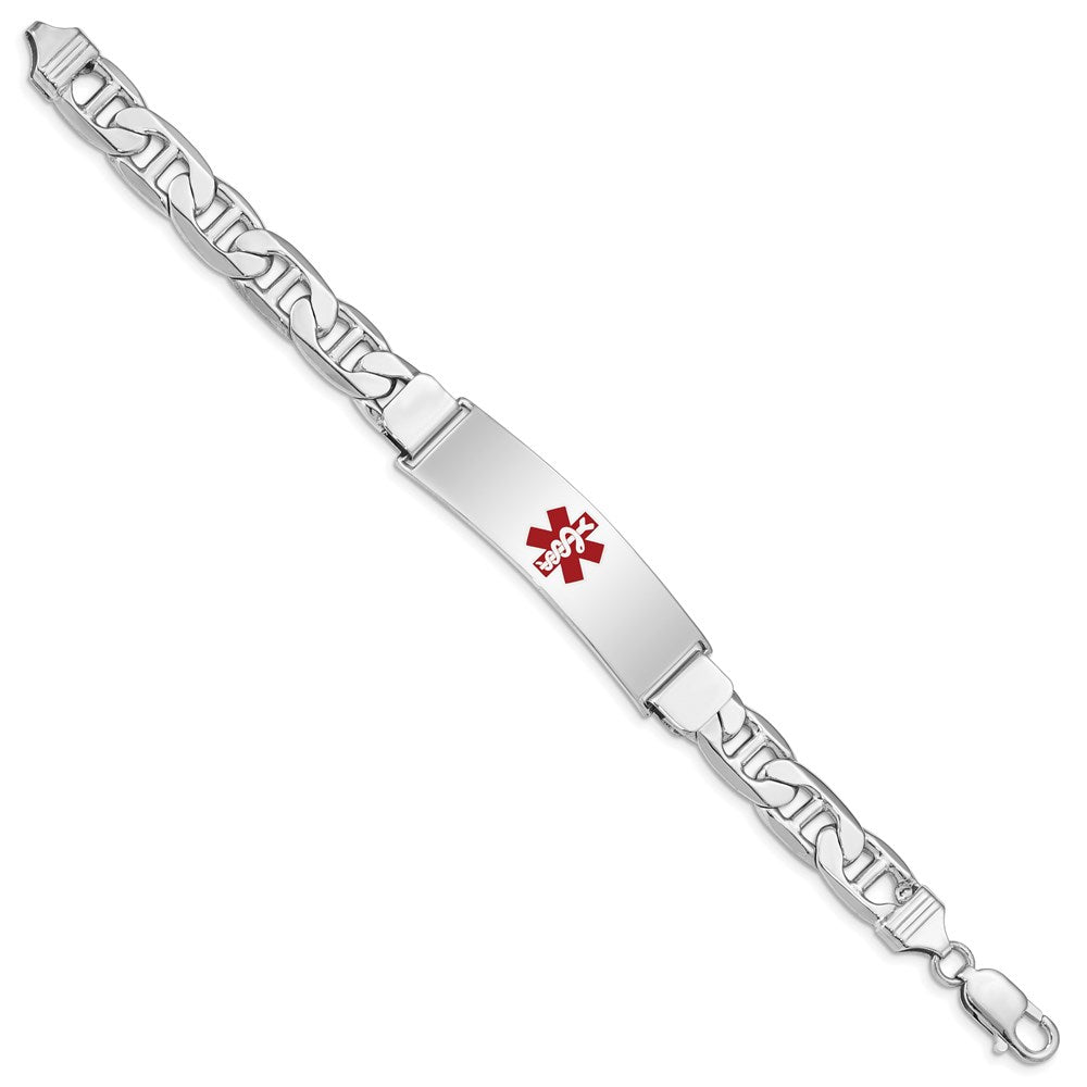 Sterlingsilber Rhodiniert Medizinisch Id Anker Glieder Armband