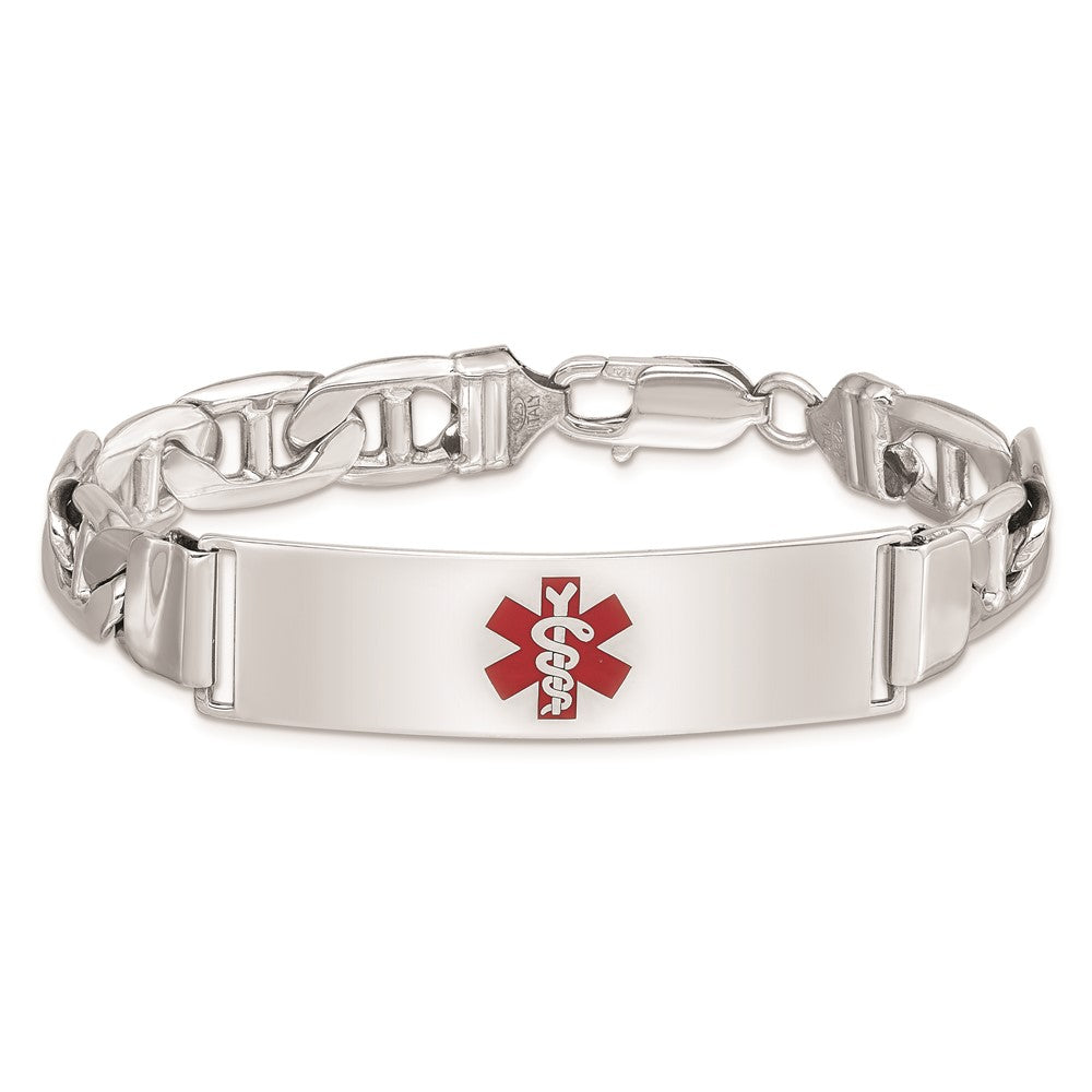 Sterlingsilber Rhodiniert Medizinisch Id Anker Glieder Armband
