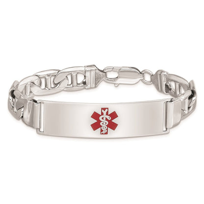 Sterlingsilber Rhodiniert Medizinisch Id Anker Glieder Armband