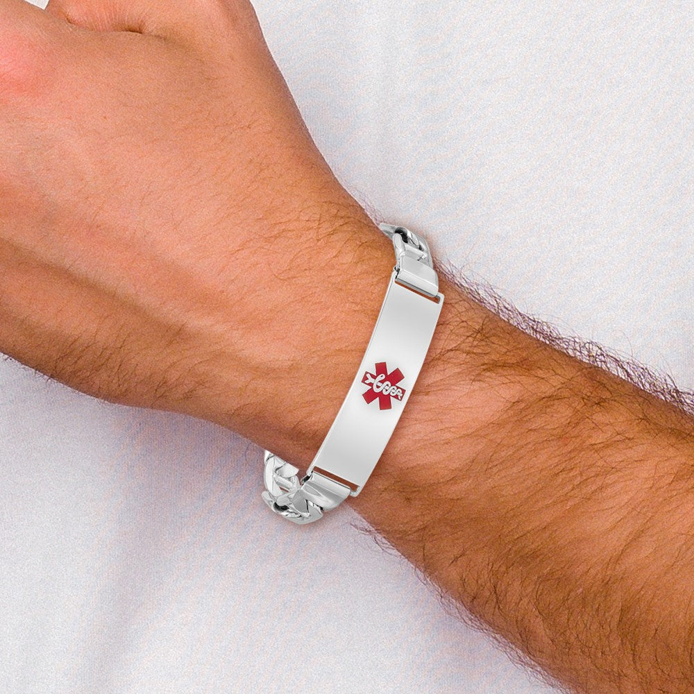 Sterlingsilber Rhodiniert Medizinisch Id Anker Glieder Armband
