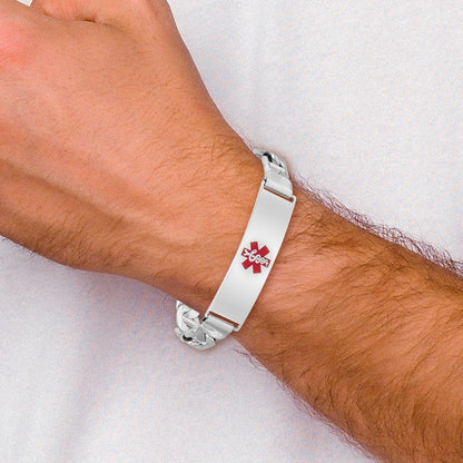 Sterlingsilber Rhodiniert Medizinisch Id Anker Glieder Armband