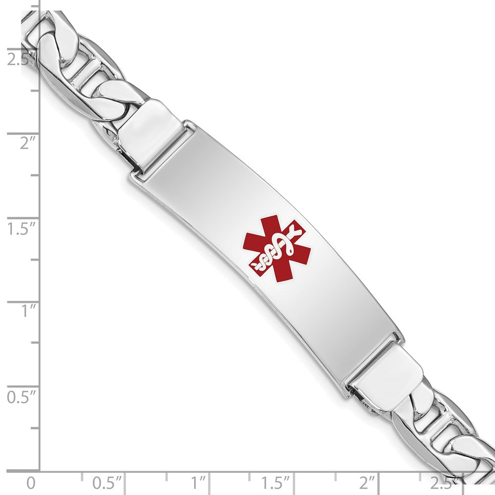 Sterlingsilber Rhodiniert Medizinisch Id Anker Glieder Armband