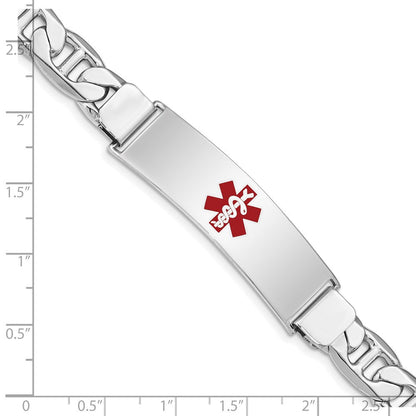 Sterlingsilber Rhodiniert Medizinisch Id Anker Glieder Armband