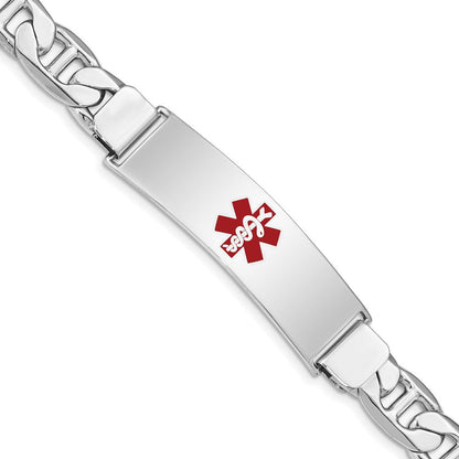 Sterlingsilber Rhodiniert Medizinisch Id Anker Glieder Armband