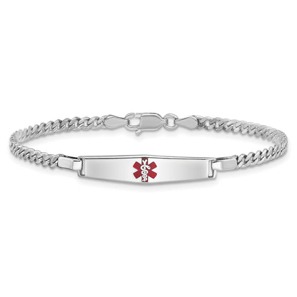 Sterlingsilber Rhodiniert Medizinisch Id Panzer Glieder Armband