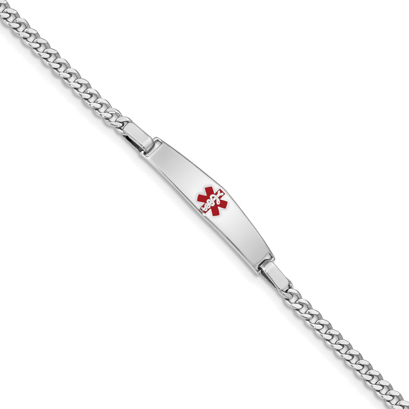 Sterlingsilber Rhodiniert Medizinisch Id Panzer Glieder Armband