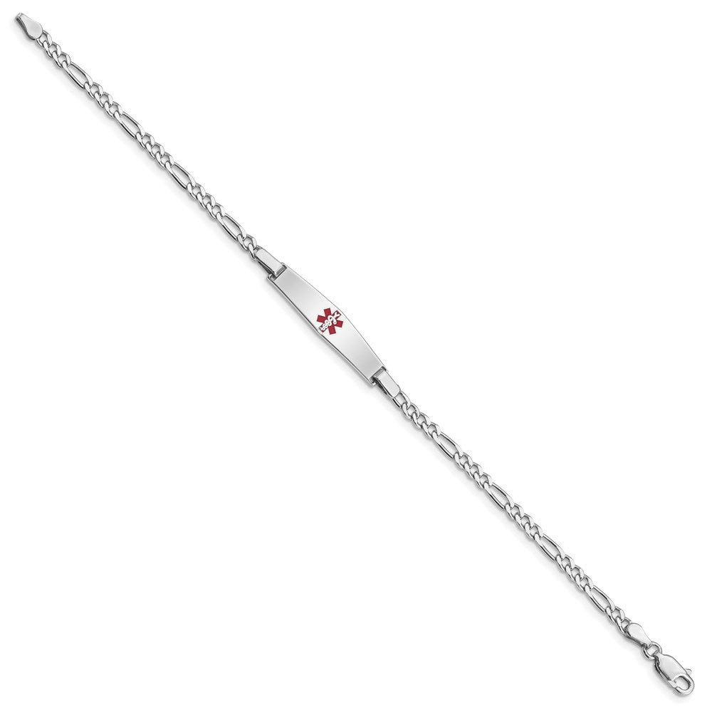 Sterlingsilber Rhodiniert Medizinisch Id Figaro Glieder Armband