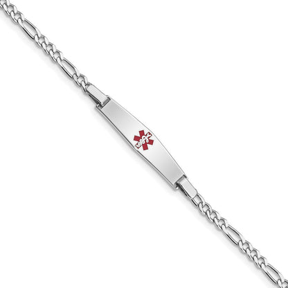 Sterlingsilber Rhodiniert Medizinisch Id Figaro Glieder Armband