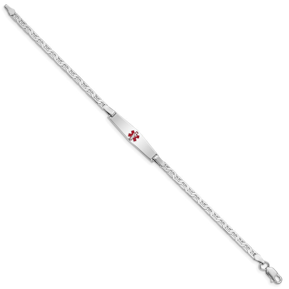 Sterlingsilber Rhodiniert Medizinisch Id Anker Glieder Armband