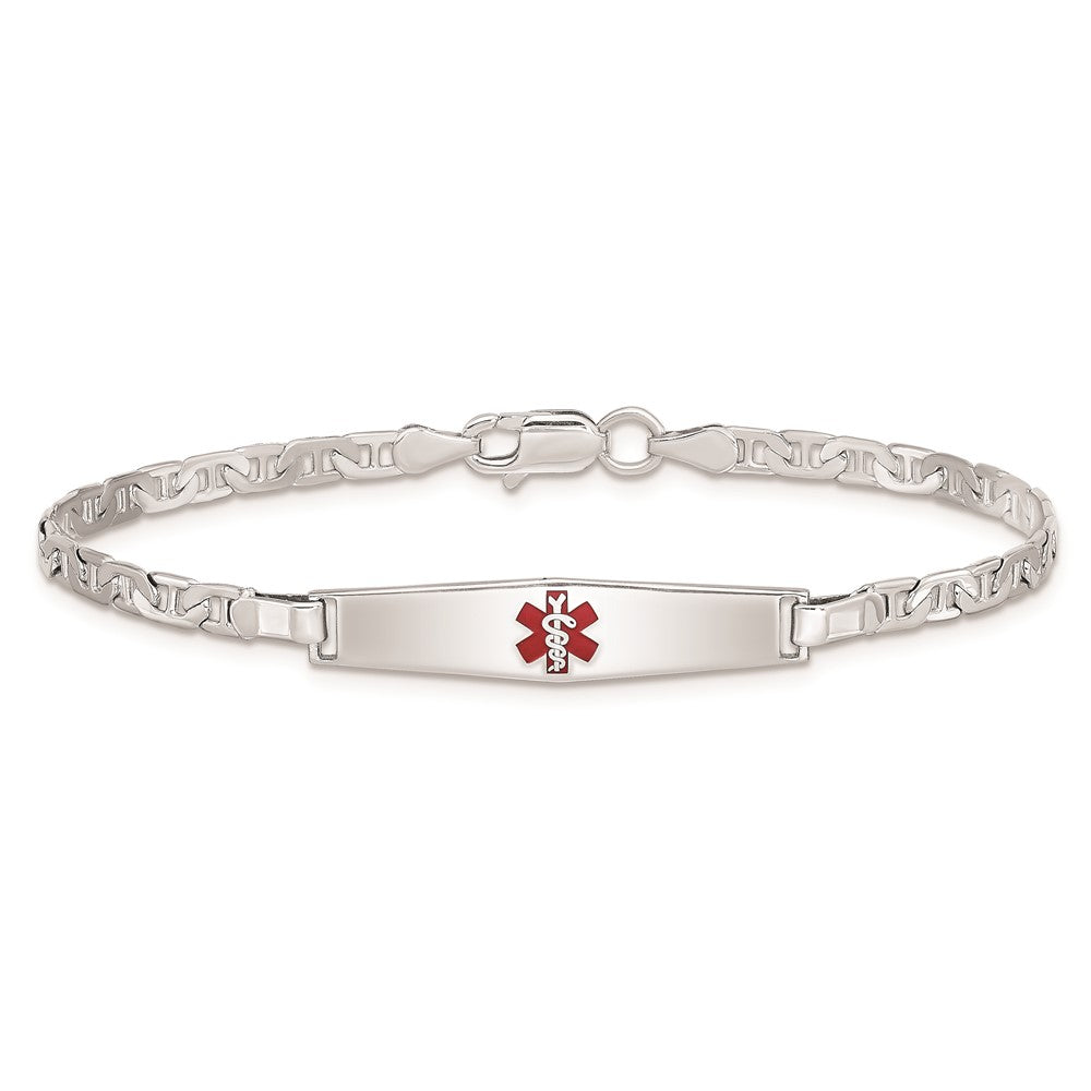 Sterlingsilber Rhodiniert Medizinisch Id Anker Glieder Armband