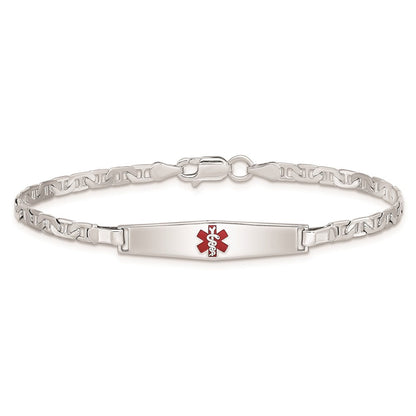 Sterlingsilber Rhodiniert Medizinisch Id Anker Glieder Armband
