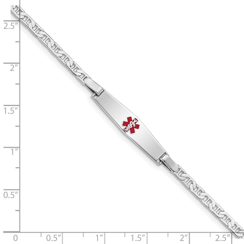 Sterlingsilber Rhodiniert Medizinisch Id Anker Glieder Armband
