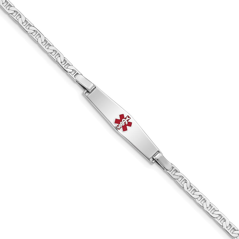 Sterlingsilber Rhodiniert Medizinisch Id Anker Glieder Armband