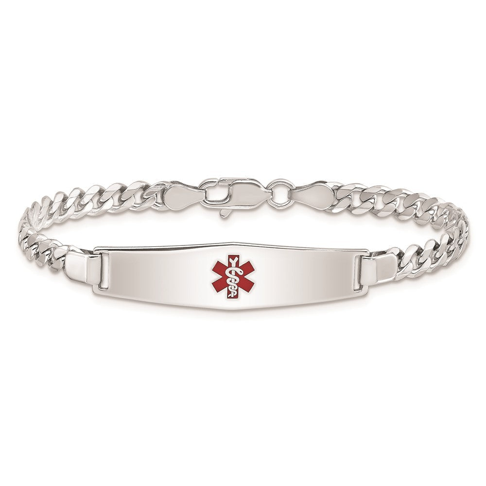 Sterlingsilber Rhodiniert Medizinisch Id Panzer Glieder Armband