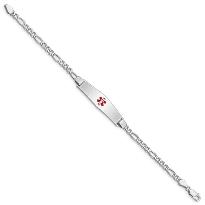 Sterlingsilber Rhodiniert Medizinisch Id Figaro Glieder Armband
