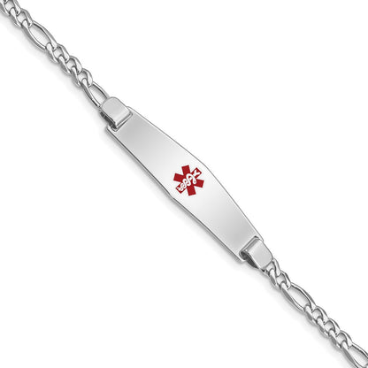 Sterlingsilber Rhodiniert Medizinisch Id Figaro Glieder Armband