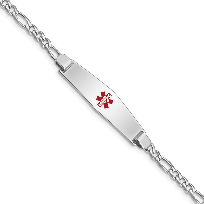 Sterlingsilber Rhodiniert Medizinisch Id Figaro Glieder Armband