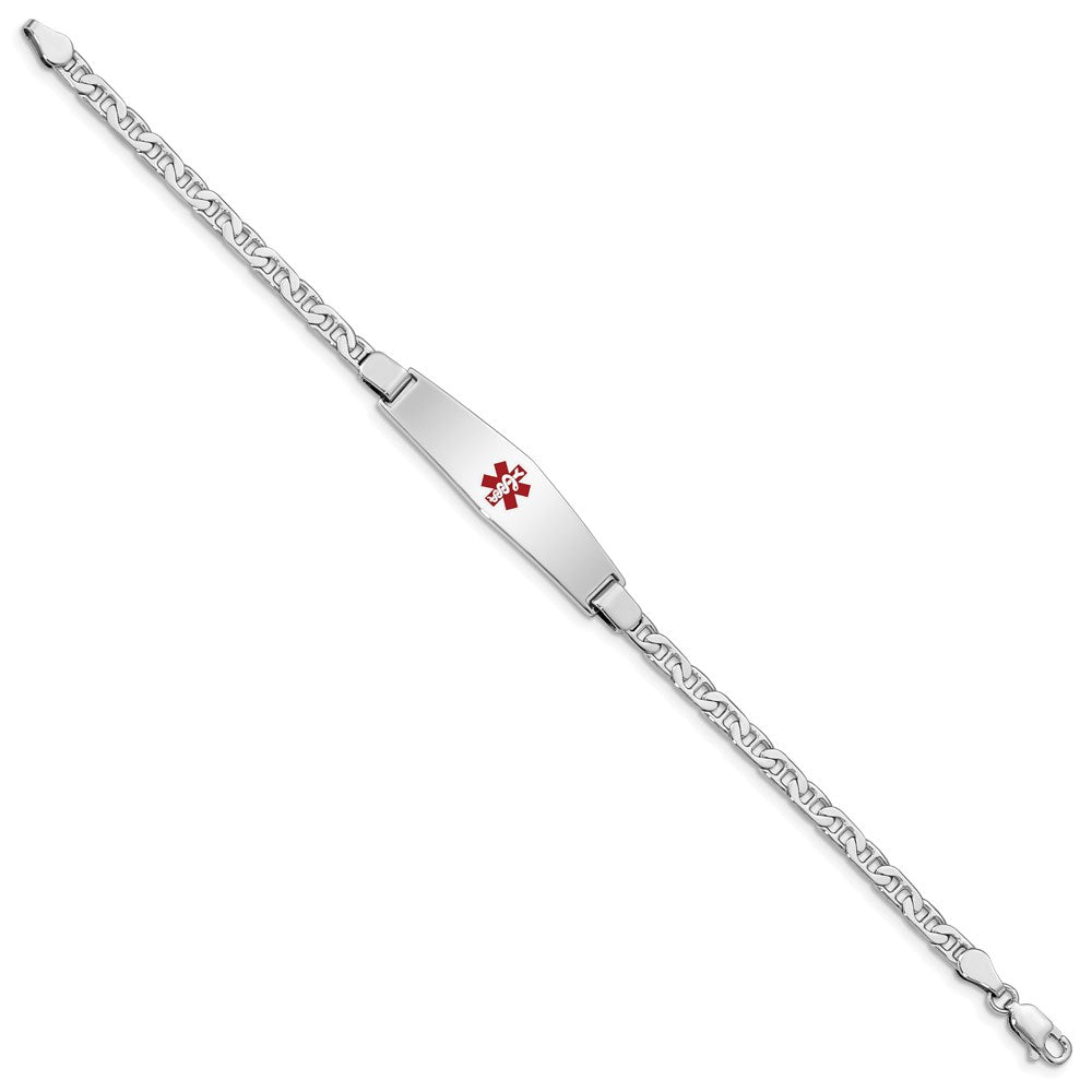 Sterlingsilber Rhodiniert Medizinisch Id Anker Glieder Armband