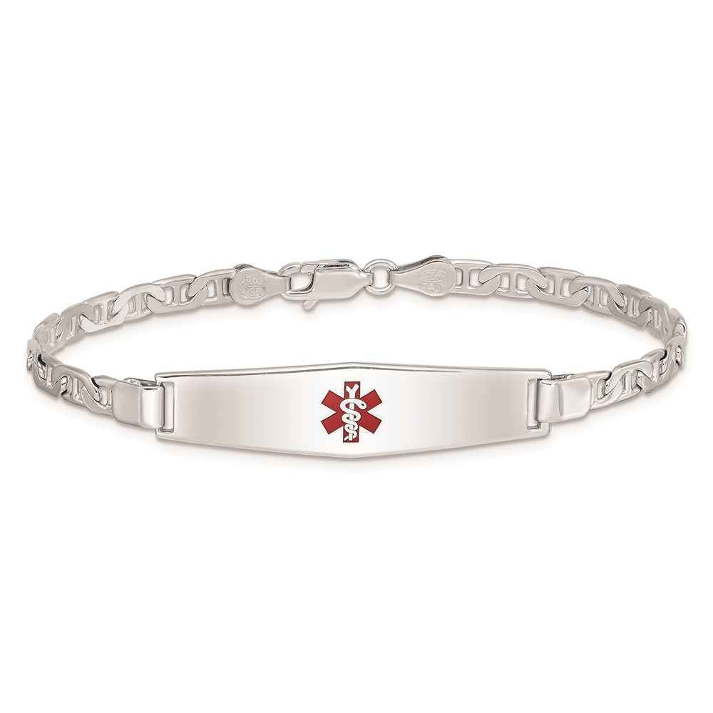 Sterlingsilber Rhodiniert Medizinisch Id Anker Glieder Armband