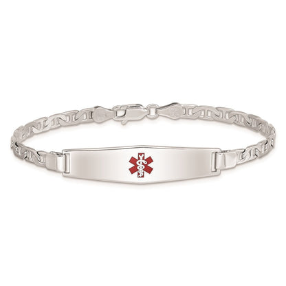 Sterlingsilber Rhodiniert Medizinisch Id Anker Glieder Armband