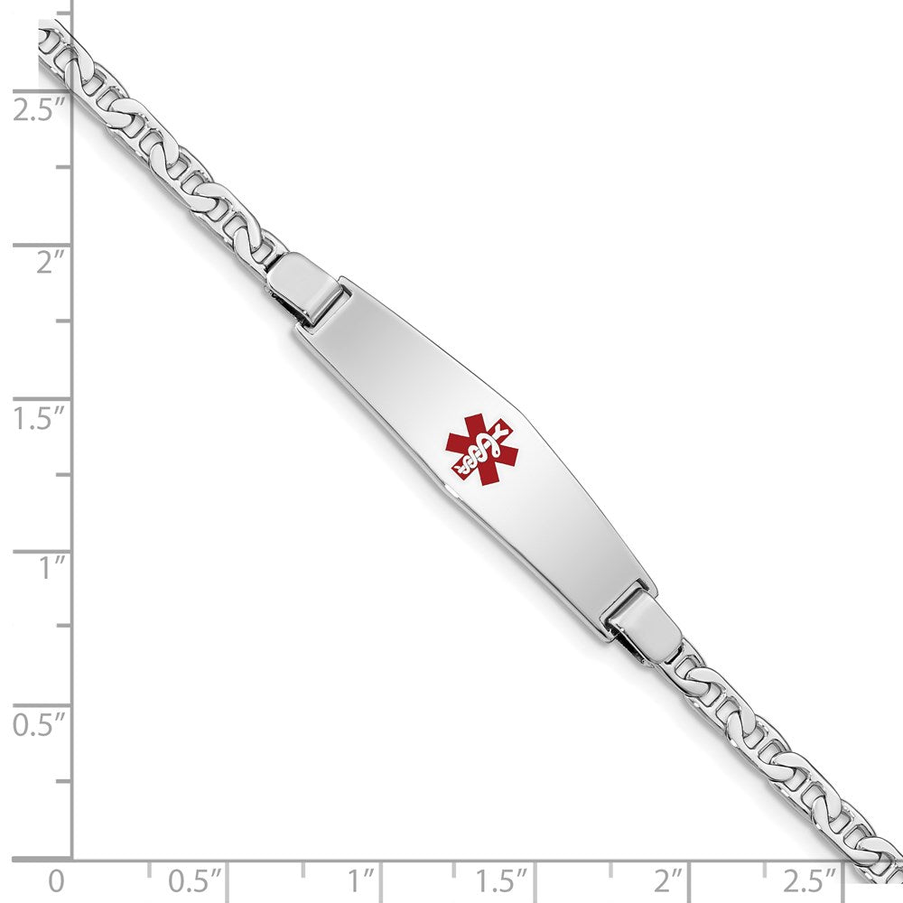Sterlingsilber Rhodiniert Medizinisch Id Anker Glieder Armband