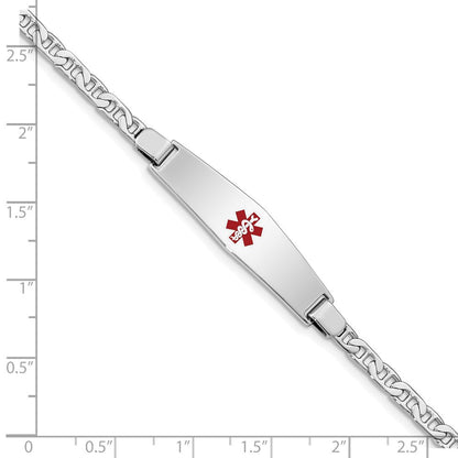 Sterlingsilber Rhodiniert Medizinisch Id Anker Glieder Armband