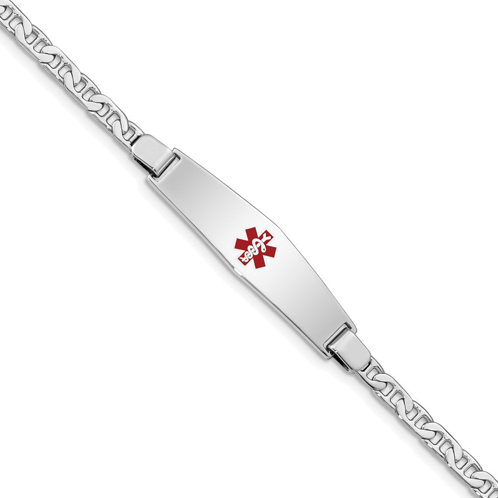 Sterlingsilber Rhodiniert Medizinisch Id Anker Glieder Armband