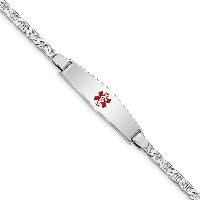 Sterlingsilber Rhodiniert Medizinisch Id Anker Glieder Armband