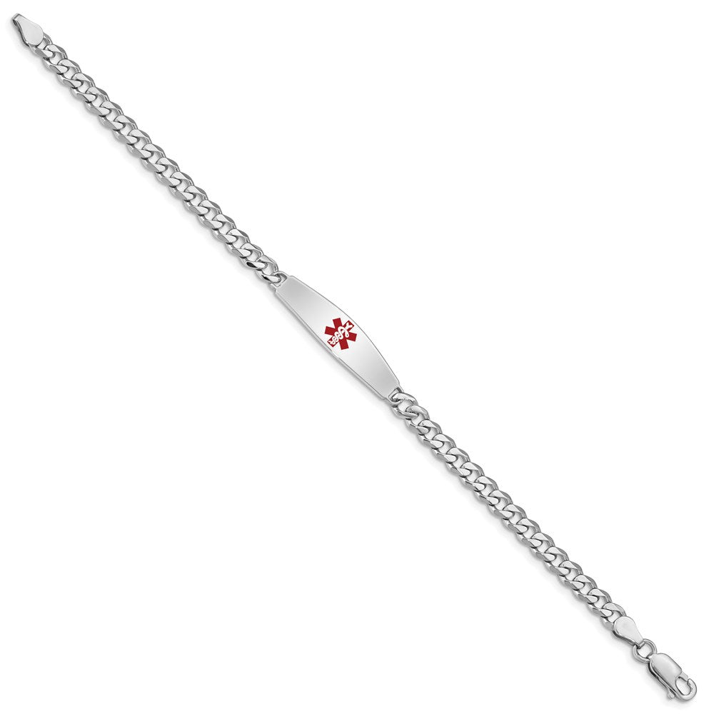 Sterlingsilber Rhodiniert Medizinisch Id Armband Panzer Glieder Armband