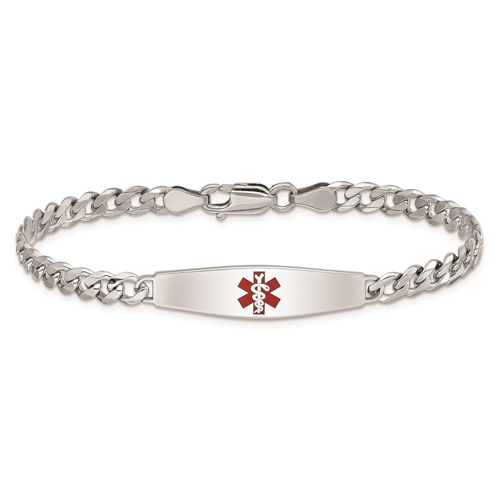 Sterlingsilber Rhodiniert Medizinisch Id Armband Panzer Glieder Armband