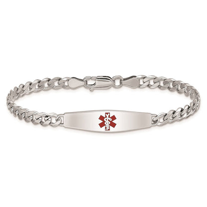 Sterlingsilber Rhodiniert Medizinisch Id Armband Panzer Glieder Armband