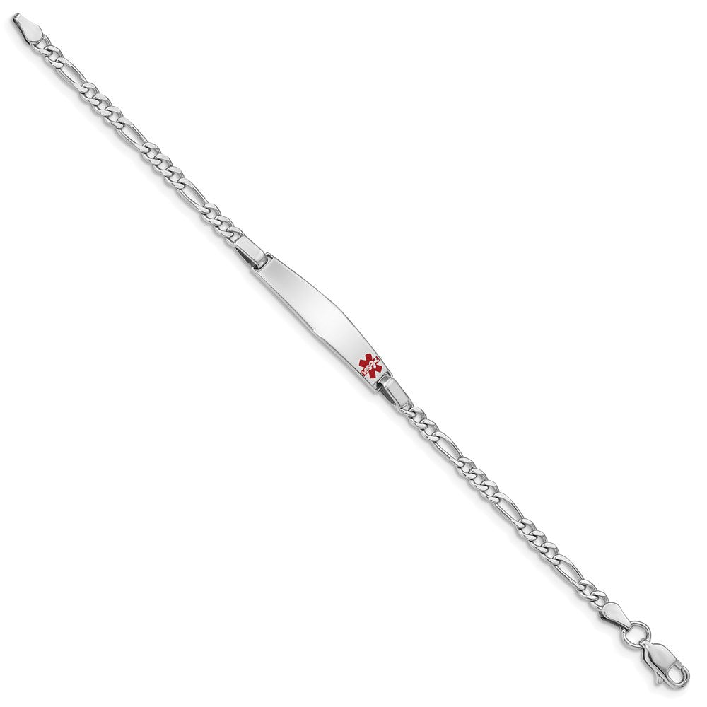 Sterlingsilber Rhodium Kinder Medizinisch Id Armband Figaro