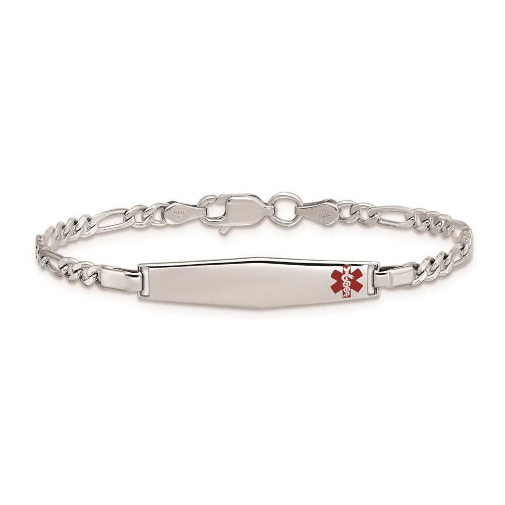 Sterlingsilber Rhodium Kinder Medizinisch Id Armband Figaro