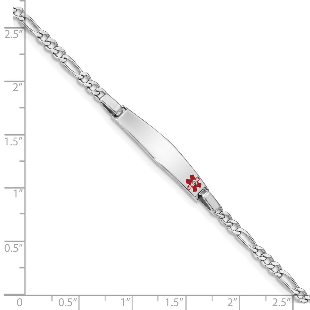 Sterlingsilber Rhodium Kinder Medizinisch Id Armband Figaro