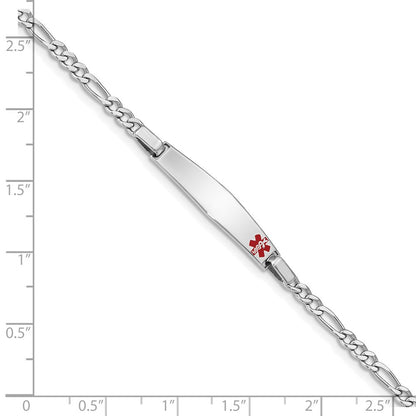 Sterlingsilber Rhodium Kinder Medizinisch Id Armband Figaro