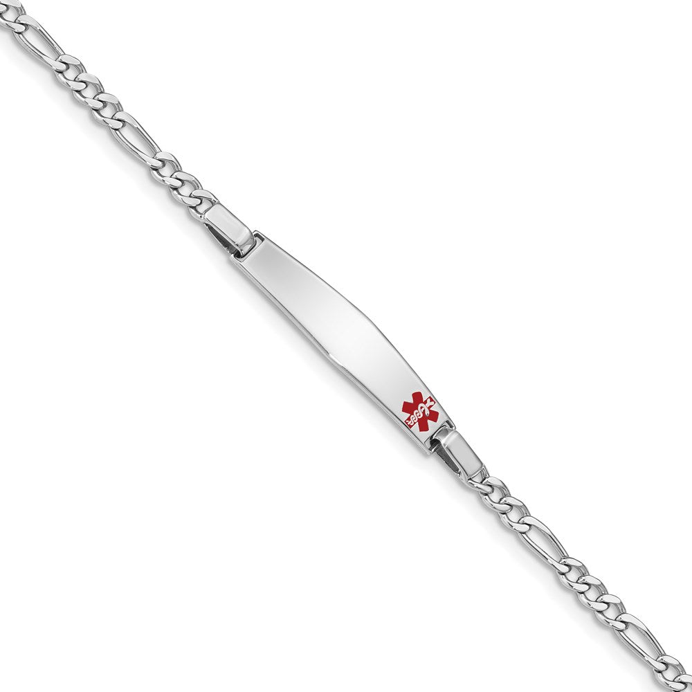 Sterlingsilber Rhodium Kinder Medizinisch Id Armband Figaro